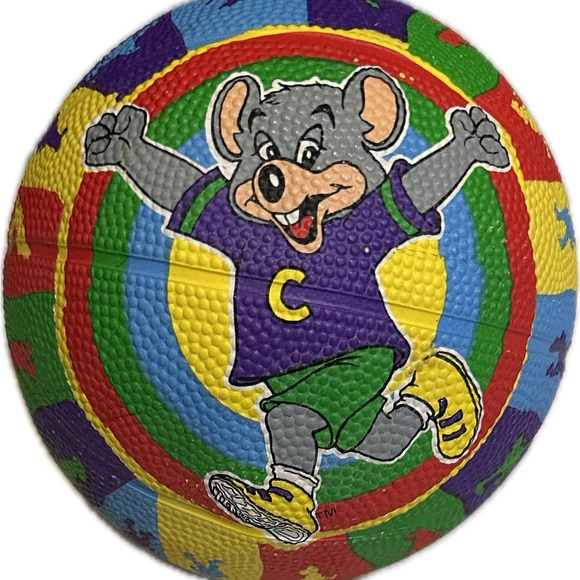 VTG Y2K SMALL 5” CHUCK E CHEESE COLORFUL BASKETBALL CHUCK...